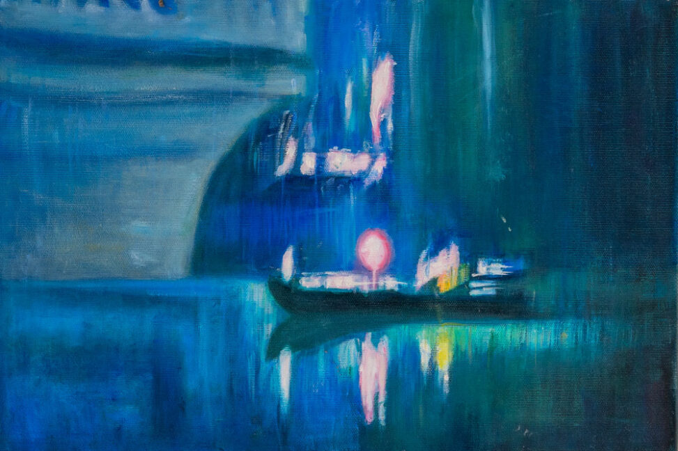 Tatort 8 – 2020, 2020, Öl auf Leinwand, 32 × 47 cm